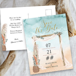Boho Beach Arbor Destination Wedding Save The Date Announcement Postcard
