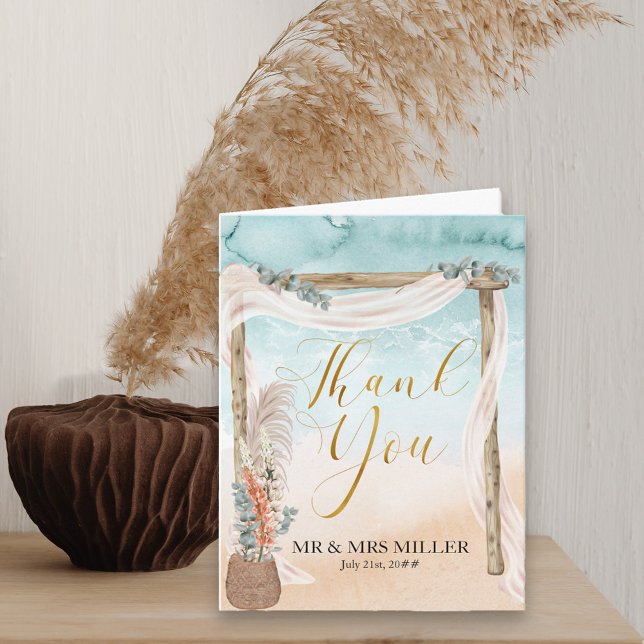 Boho Beach Arbor Destination Wedding  Thank You Card (Creator Uploaded)