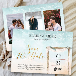 Boho Beach Arbor Wedding 3 Photo Save The Date