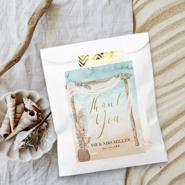 Boho Beach Arch Destination Wedding  Favour Bags (Boho beach wedding thank you favor bags perfect for destination wedding - Boho Beach Collection)