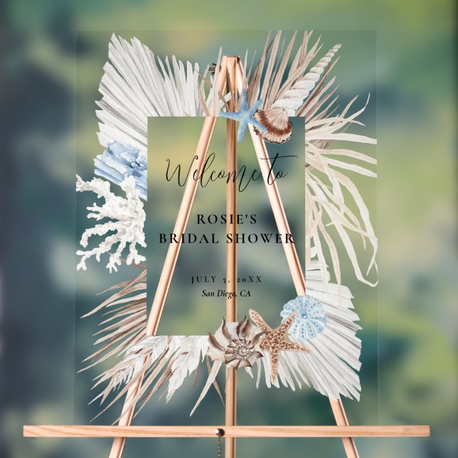 Boho Beach Bridal Shower  Acrylic Sign (Neutral)