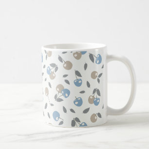 Boho Beach Cherries - beige blue fruit pattern. Coffee Mug
