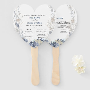 Boho Beach Destination Hampton Wedding Program Hand Fan