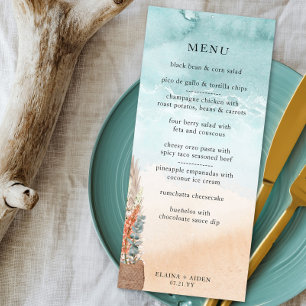 Boho Beach Destination Wedding Ocean Shoreline Menu