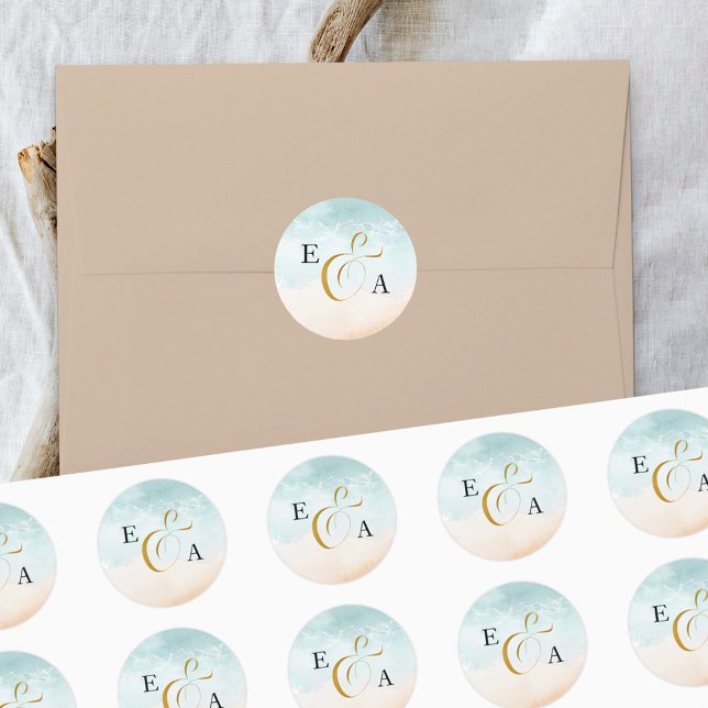 Boho Beach Monogrammed Wedding Envelope Seal (Creator Uploaded)