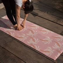 Boho Beach Palm Yoga Mat Tropical Coastal Pilates