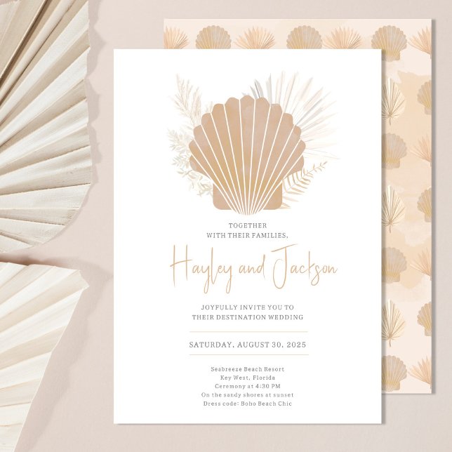 Boho Beach Shell Ocean Wedding Invitation (Creator Uploaded)