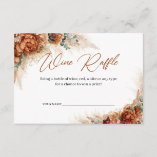 Boho beach terracotta greenery pampas Wine Raffle Enclosure Card