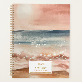 Boho Beach Waves Sand Sun Watercolor Planner