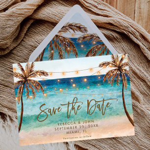 boho beach wedding save the date postcard