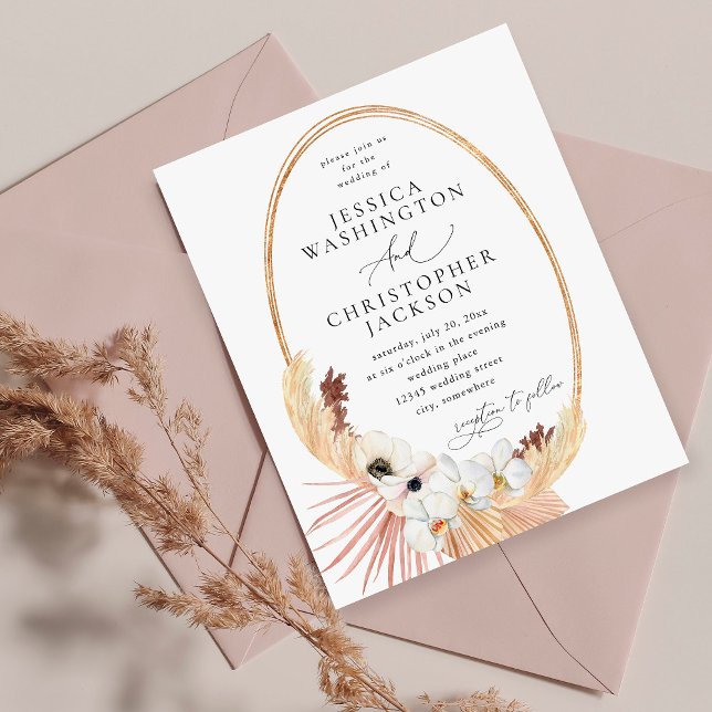 Boho Beach White Floral Wedding Invitation (Creator Uploaded)