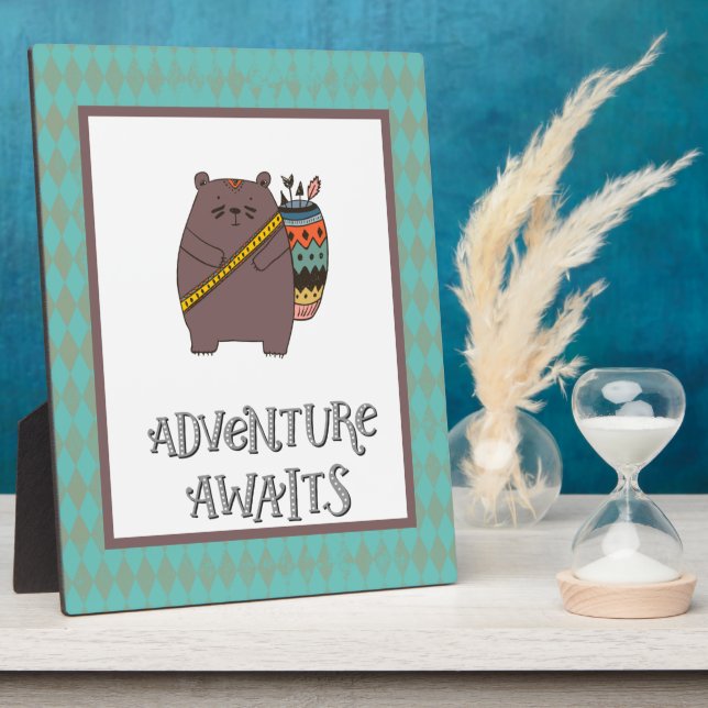 Boho Bear Adventure Awaits Plaque (Side)