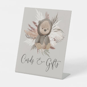 Boho Bear Baby Shower Cards and Gifts Pedestal Sign