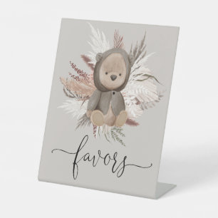 Boho Bear Baby Shower Favours Pedestal Sign