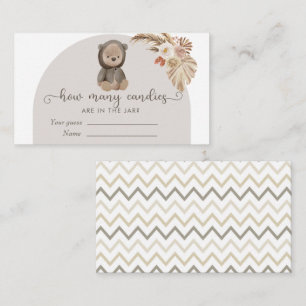 Boho Bear Baby Shower Guess How Many Candies Enclosure Card