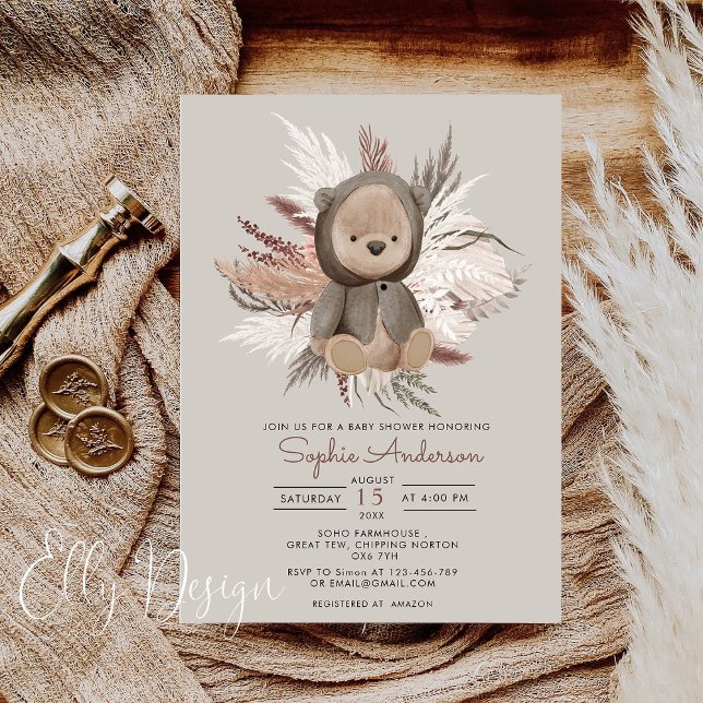 Boho Bear Baby Shower Invitation (Creator Uploaded)