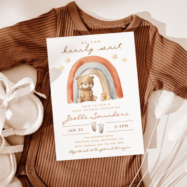 Boho Bear Baby Shower Invitation | Bear Baby  (Creator Uploaded)