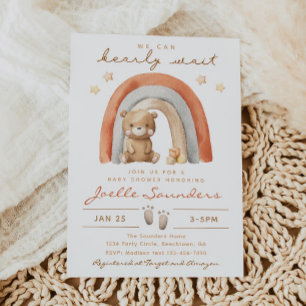 Boho Bear Baby Shower Invitation Bear Baby