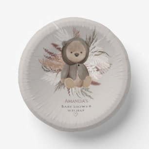 Boho Bear Baby Shower Paper Bowls Plate