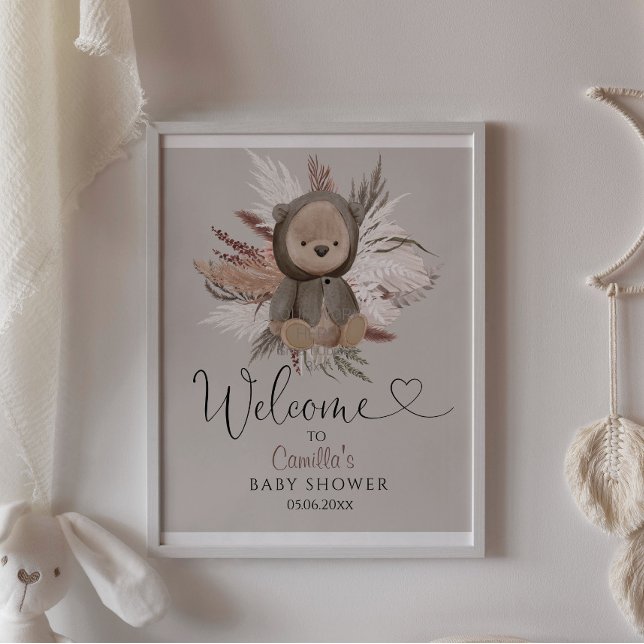 Boho Bear Baby Shower Welcome Poster (Creator Uploaded)