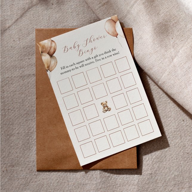 Boho Bear Balloon Baby Shower Bigo Game (Boho Bear Balloon Baby Shower Bigo Game)