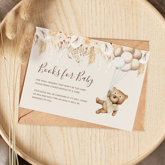 Boho Bear Book Request Baby Shower Enclosure Card (Creator Uploaded)