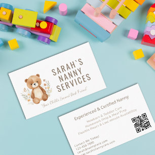 Boho Bear Nanny Babysitter Childcare Business Card