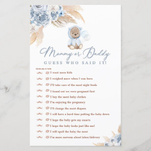 Boho Bear Shower Game Guess Who Said It