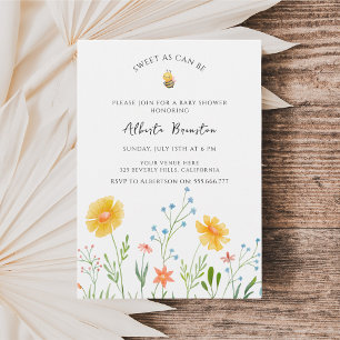 Boho Bee Baby Shower Floral Sweet as can Bee Baby Invitation