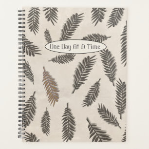 Boho Beige and Black Botanical One Day At A Time Planner