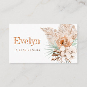 Boho beige and mint business card