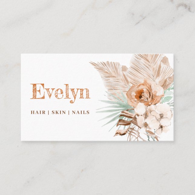 Boho beige and mint business card (Front)