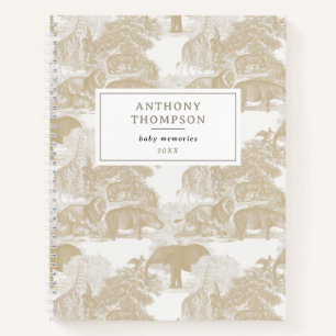 Boho Beige Animals Safari Chinoiserie Girl Boy Notebook
