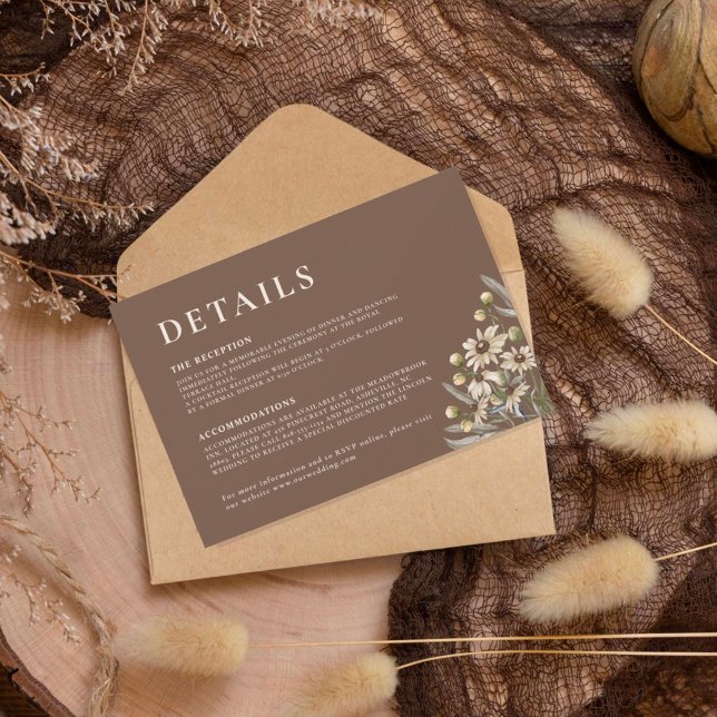 Boho Beige Botanical Wedding Details Card (Creator Uploaded)