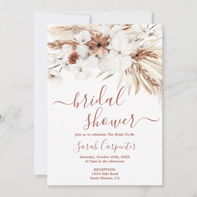 Boho Beige Bridal Shower Invitation (Front)