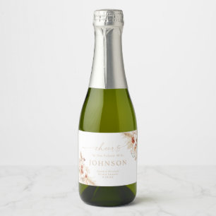 Boho Beige Bridal Shower Sparkling Wine Label
