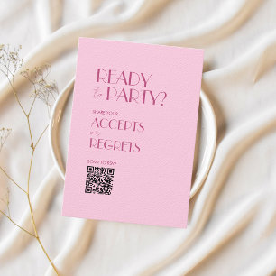 Boho Beige Brown Bold Wedding QR code RSVP card