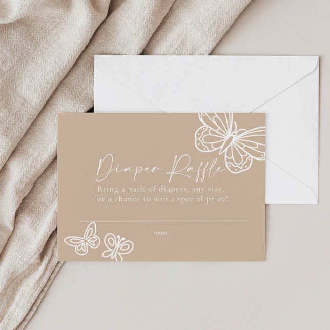 Boho Beige Diaper Raffle Baby Shower Card  (Creator Uploaded)