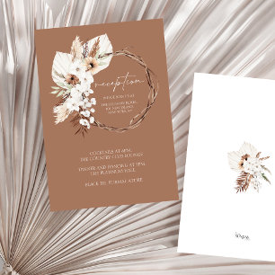 Boho Beige Dried Floral Wreath Wedding Reception Enclosure Card
