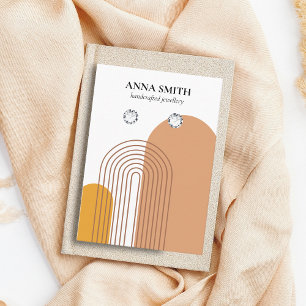 Boho Beige Earthy Modern Stud Earring Display Business Card