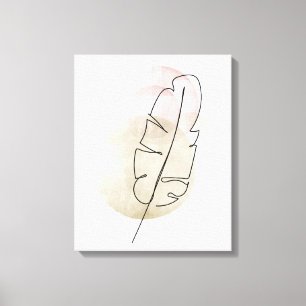 Boho beige feather canvas print