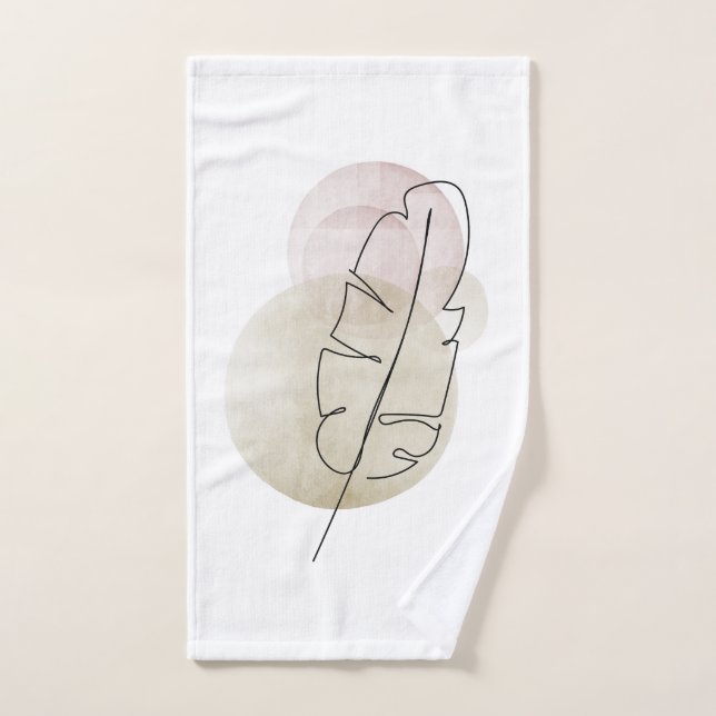 Boho beige feather hand towel (Hand Towel)