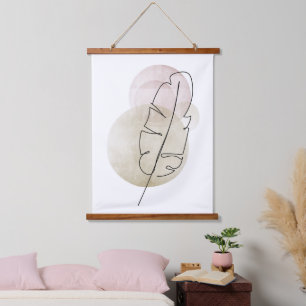 Boho beige feather hanging tapestry