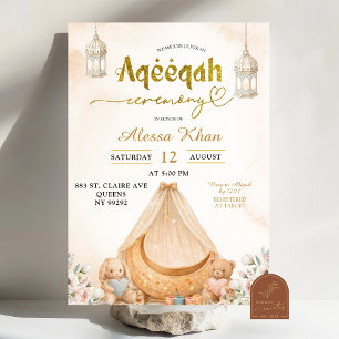 Boho Beige Floral Aqeeqah Invitation
