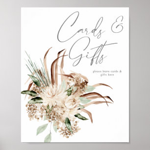 Boho Beige Floral Cards & Gifts Sign