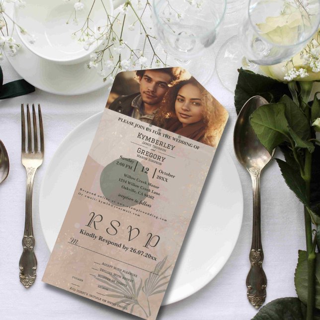Boho Beige Green Abstract Shape Website Minimalist All In One Invitation (Creator Uploaded)