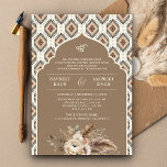 Boho Beige Ivory Ikat Anand Karaj Sikh Wedding Invitation<br><div class="desc">Amaze your guests with this traditional Sikh wedding invite featuring an elegant Indian pattern background and beautiful neutral flowers with modern typography. Simply add your event details on this easy-to-use template to make it a one-of-a-kind invitation.</div>