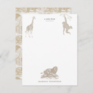 Boho Beige Jungle Animals Safari Chinoiserie Card