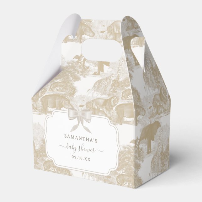 Boho Beige Jungle Animals Safari Chinoiserie  Favour Box (Front Side)