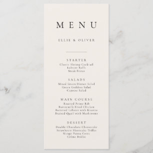 Boho Beige Minimalist Simple Flat Menu